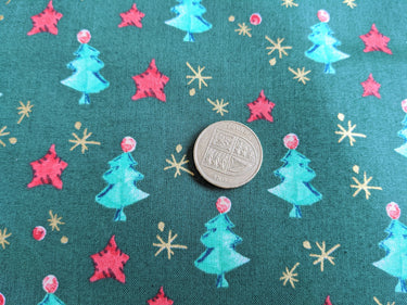 Bottle Green Christmas Trees Cotton Fabric Christmas Fabric, Festive Fabric, Holiday Fabric